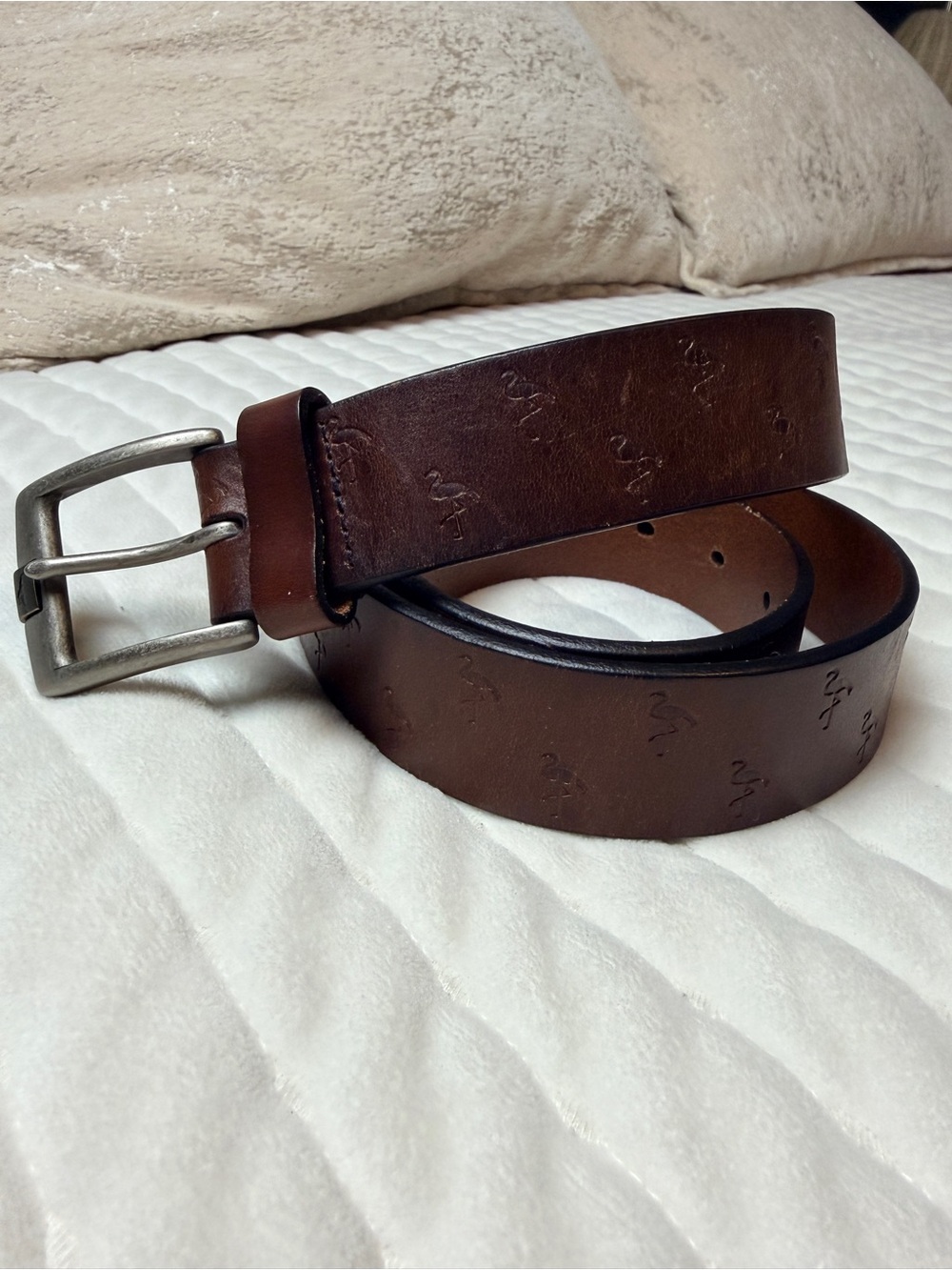 Tommy Bahama Genuine Leather Flamingo Embossed Belt | Brown | XL 38-40" Waist